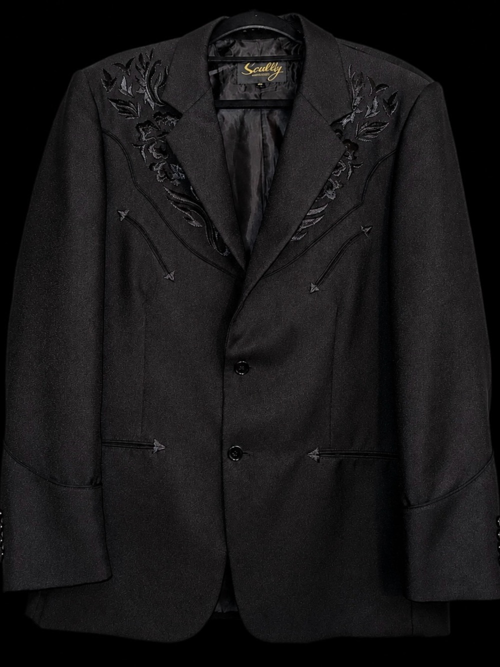 Scully Men's Black On Black Embroidered Western Blazer Vanquish Jacket